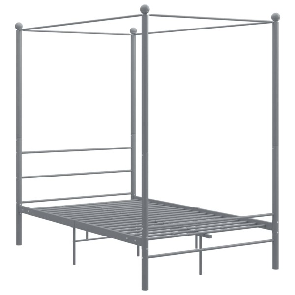 Estructura de cama con dosel metal gris 140x200 cm