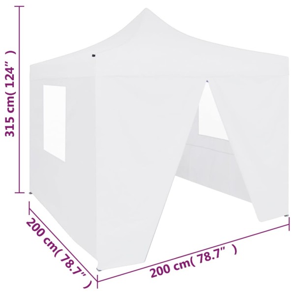 Carpa plegable profesional con 4 paredes acero blanco 2x2 m