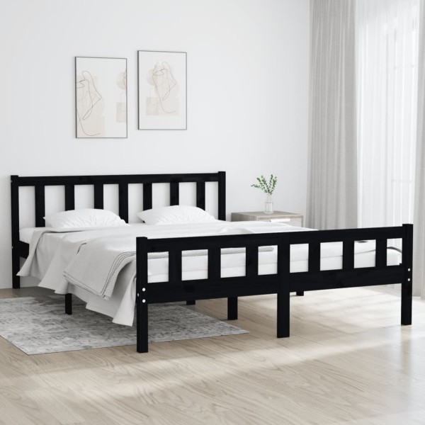 Estructura de cama madera maciza negro 120x200 cm