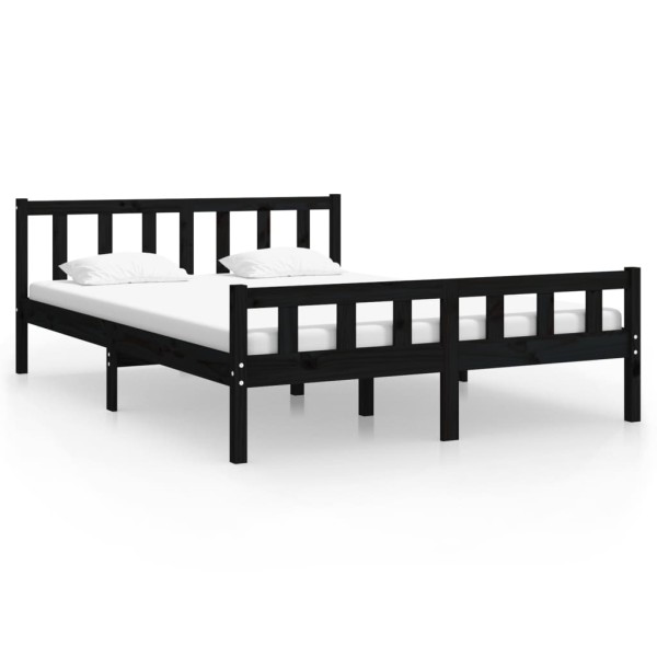 Estructura de cama madera maciza negro 120x200 cm