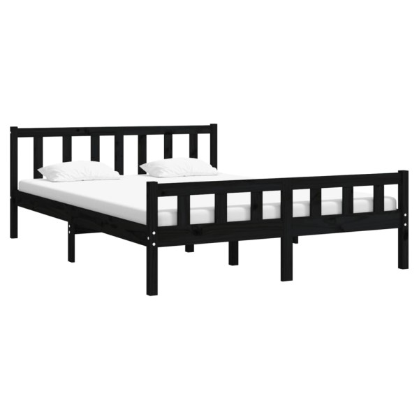 Estructura de cama madera maciza negro 120x200 cm