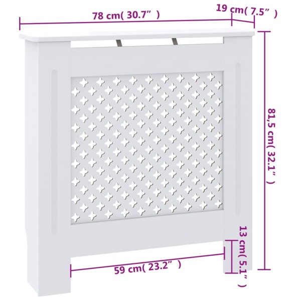 Cubierta para radiador MDF blanco 78 cm