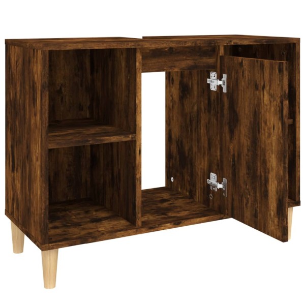 Armario de lavabo madera contrachapada roble ahumado 80x33x60cm