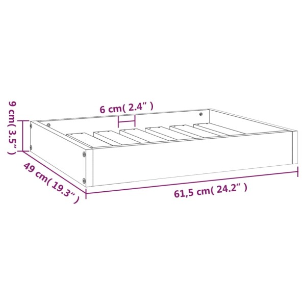 Cama para perros madera maciza de pino 61,5x49x9 cm