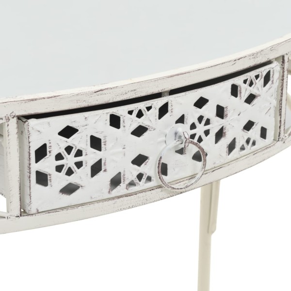 Mesa auxiliar estilo francés metal 82x39x76 cm blanca