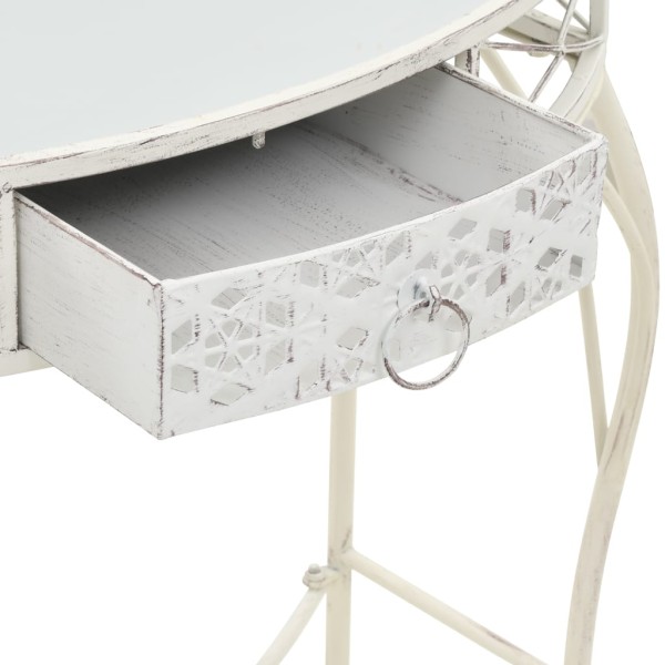 Mesa auxiliar estilo francés metal 82x39x76 cm blanca