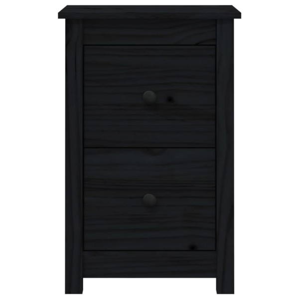 Mesita de noche madera maciza de pino negro 40x35x61,5 cm