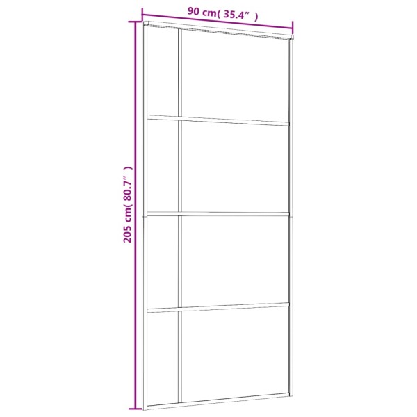 Puerta corredera ESG vidrio y aluminio negra 90x205 cm