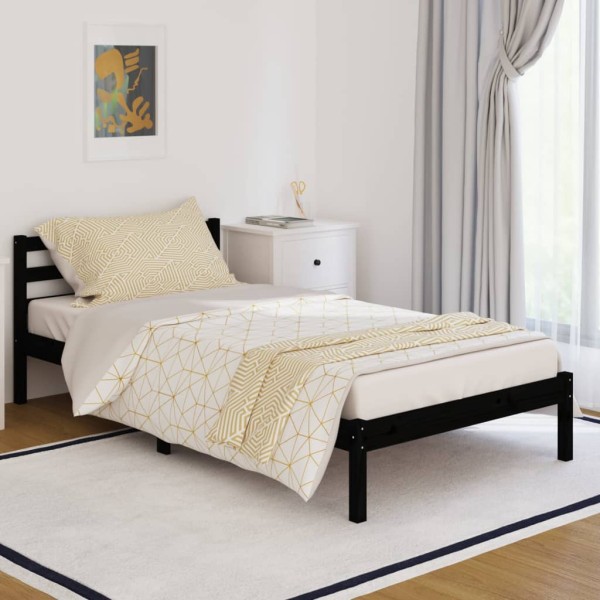 Estructura cama madera maciza de pino negro 100x200 cm