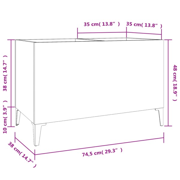 Mueble discos madera contrachapada gris sonoma 74,5x38x48 cm