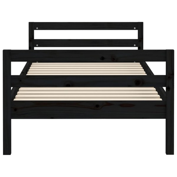 Estructura de cama madera maciza de pino negro 90x200 cm