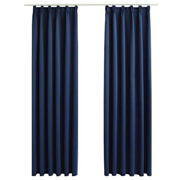 Cortinas opacas con ganchos 2 unidades azul 140x245 cm