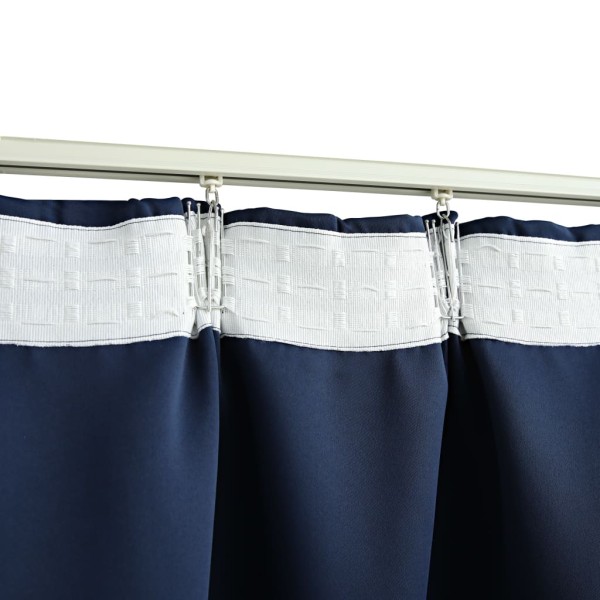 Cortinas opacas con ganchos 2 unidades azul 140x245 cm