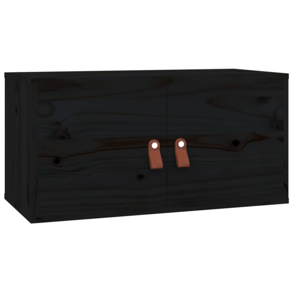 Armario de pared de madera maciza de pino negro 60x30x30 cm