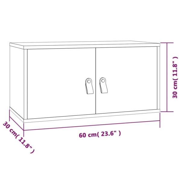 Armario de pared de madera maciza de pino negro 60x30x30 cm