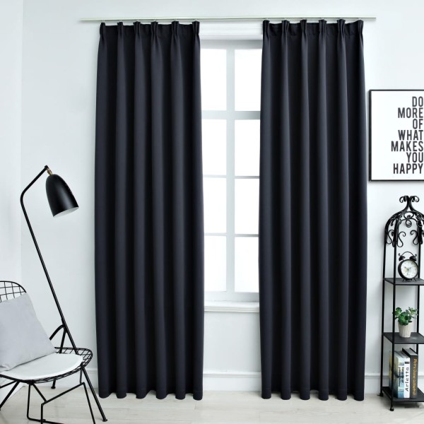 Cortinas opacas con ganchos 2 piezas gris antracita 140x225 cm