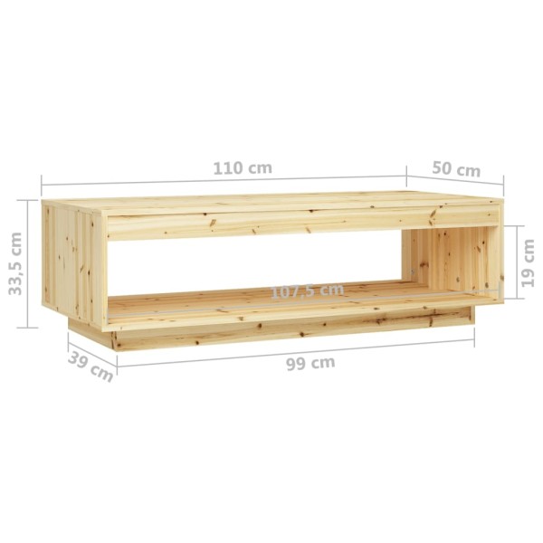 Mesa de centro de madera maciza de abeto 110x50x33,5 cm