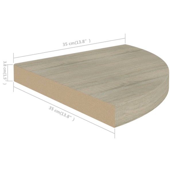 Estantes flotantes de esquina 4 uds MDF roble 35x35x3,8 cm