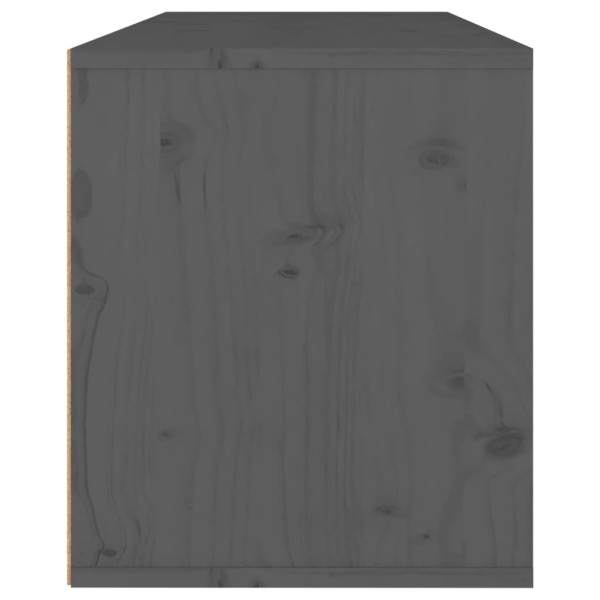 Armario de pared madera maciza de pino gris 80x30x35 cm