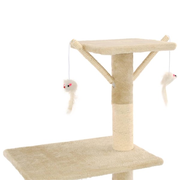 Rascador para gatos con poste de sisal 138 cm beige