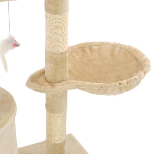 Rascador para gatos con poste de sisal 138 cm beige