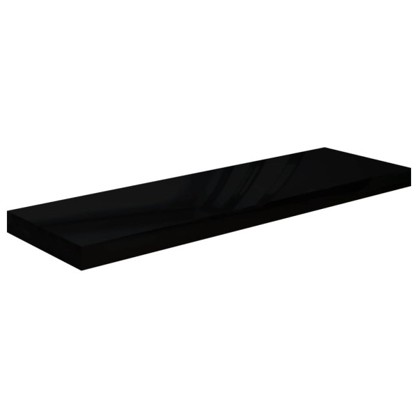 Estante flotante de pared MDF negro brillante 80x23,5x3,8 cm