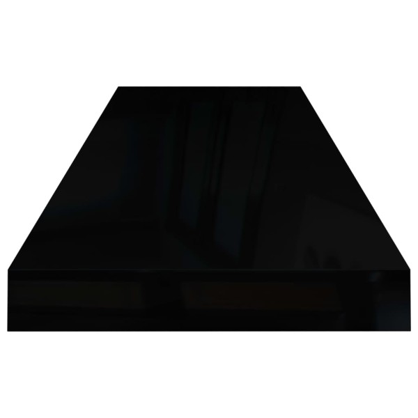 Estante flotante de pared MDF negro brillante 80x23,5x3,8 cm