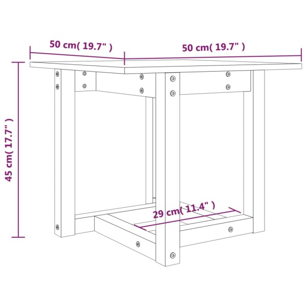 Mesa de centro de madera maciza de pino 50x50x45 cm