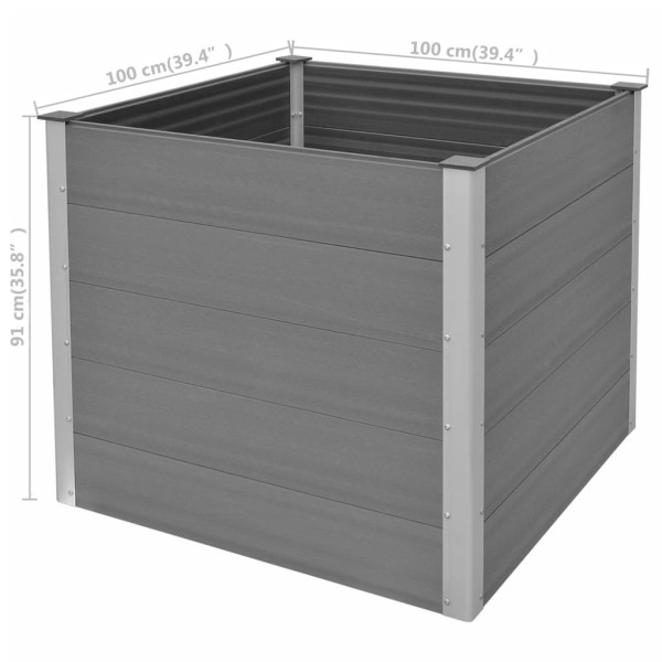 Arriate de WPC gris 100x100x91 cm