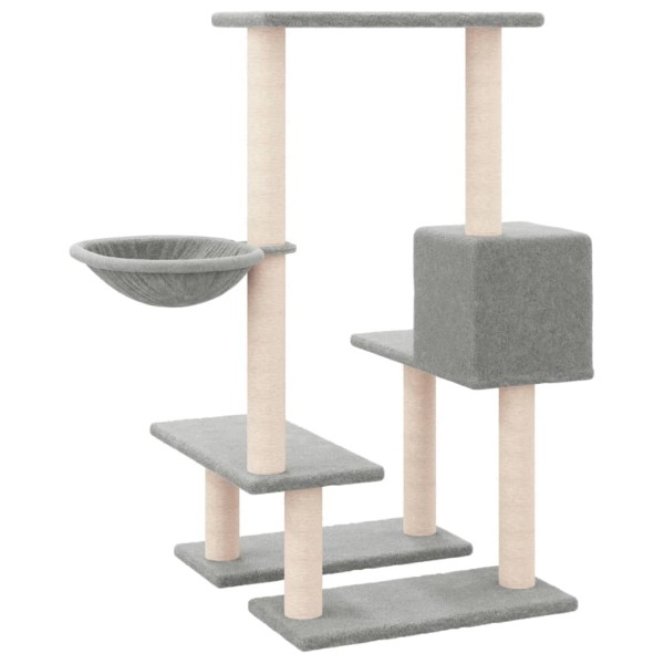 Rascador para gatos con postes de sisal gris claro 94,5 cm