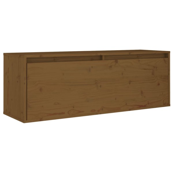 Armario de pared madera maciza de pino marrón miel 100x30x35 cm