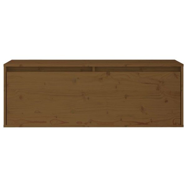 Armario de pared madera maciza de pino marrón miel 100x30x35 cm