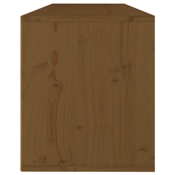 Armario de pared madera maciza de pino marrón miel 100x30x35 cm