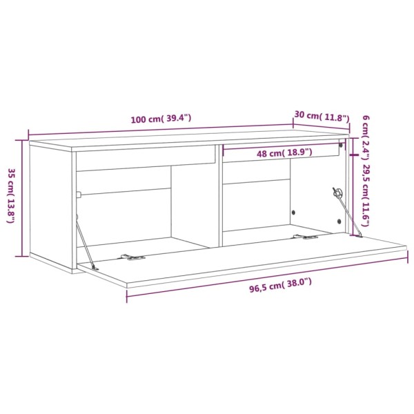 Armario de pared madera maciza de pino marrón miel 100x30x35 cm