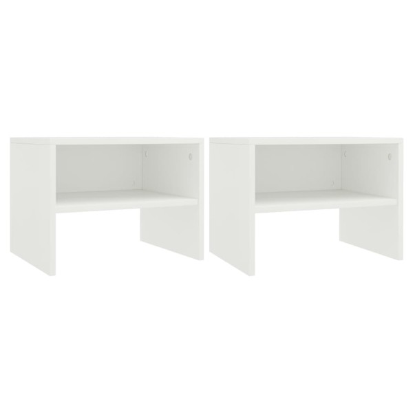 Mesitas de noche 2 uds madera contrachapada blanco 40x30x30 cm