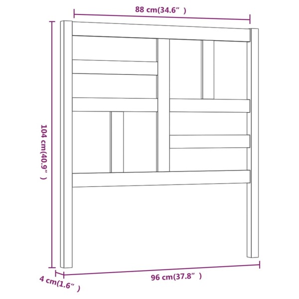 Cabecero de cama madera maciza de pino gris 96x4x104 cm