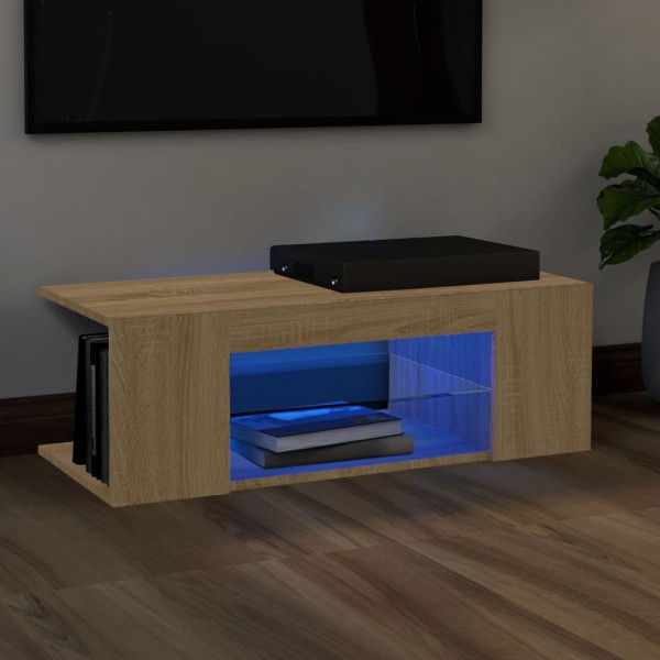 Mueble de TV con luces LED roble Sonoma 90x39x30 cm