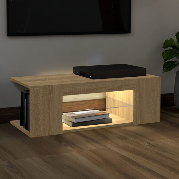 Mueble de TV con luces LED roble Sonoma 90x39x30 cm