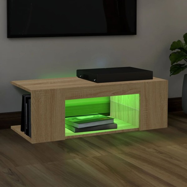 Mueble de TV con luces LED roble Sonoma 90x39x30 cm