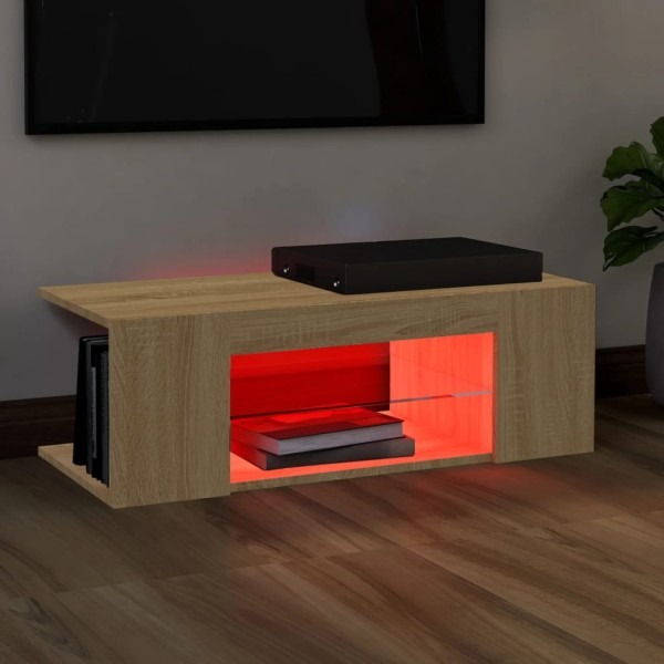 Mueble de TV con luces LED roble Sonoma 90x39x30 cm