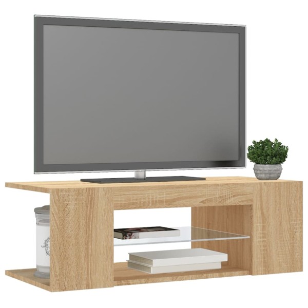 Mueble de TV con luces LED roble Sonoma 90x39x30 cm