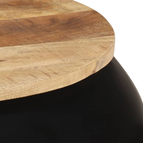 Mesa de centro de madera de mango maciza negra 68x68x30 cm