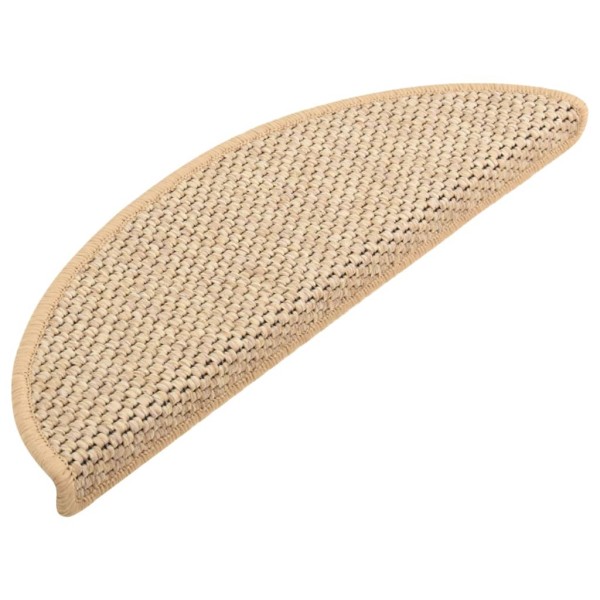 Alfombrilla autoadhesiva escalera sisal 15 uds beige 65x21x4 cm