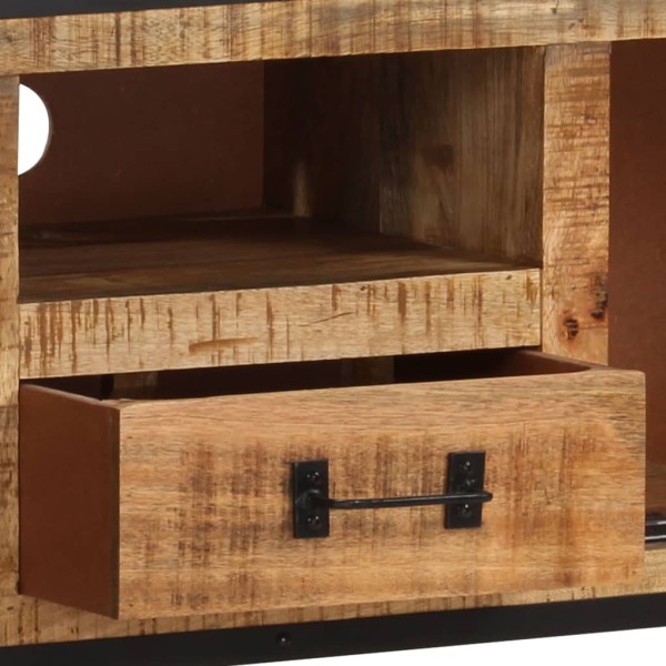 Mueble para TV de madera maciza de mango rugosa 110x31x46 cm