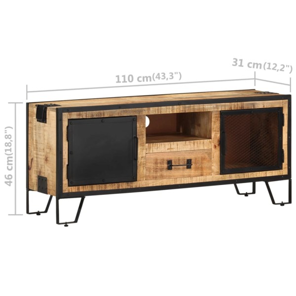 Mueble para TV de madera maciza de mango rugosa 110x31x46 cm