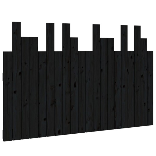 Cabecero de cama de pared madera maciza pino negro 127,5x3x80cm