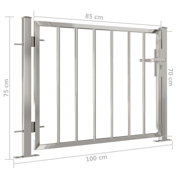 Puerta de jardín de acero inoxidable 100x75 cm