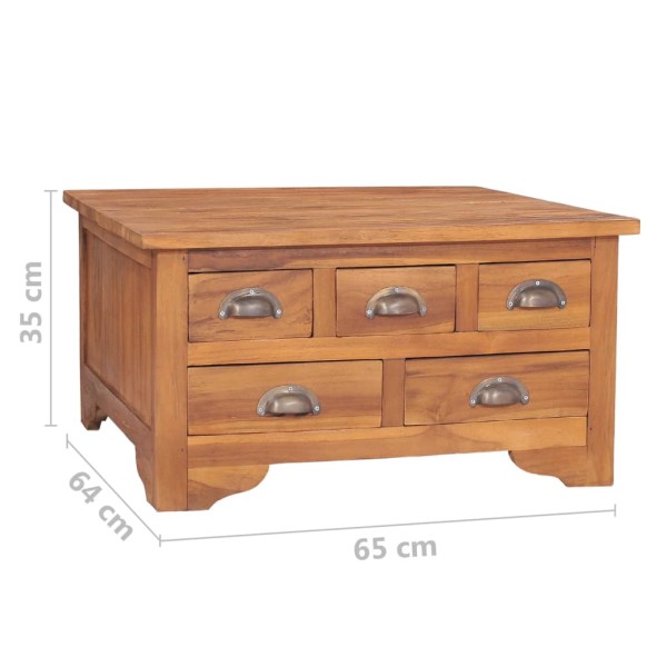 Mesa de centro con tapa abatible madera teca macizo 65x64x35 cm