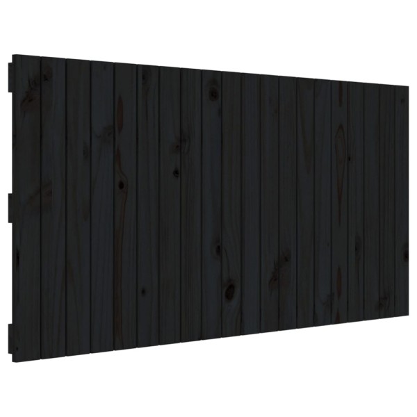 Cabecero de cama pared madera maciza pino negro 127,5x3x60 cm