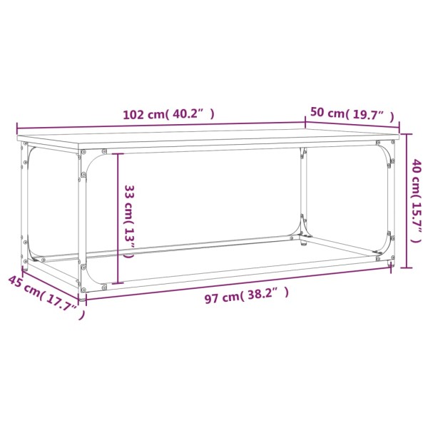 Mesa de centro madera y hierro gris Sonoma 102x50x40 cm